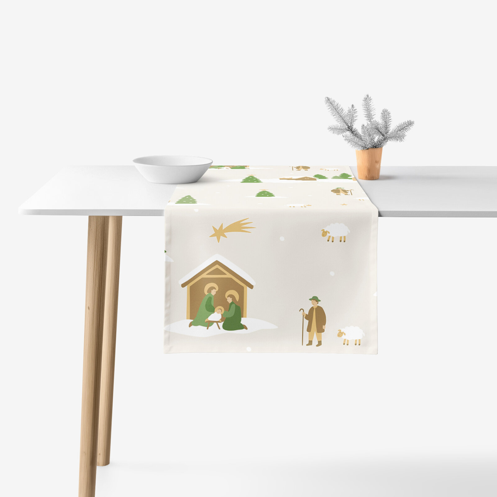 Weihnachtlicher Tischläufer aus 100% Baumwolle - Weihnachtslieder