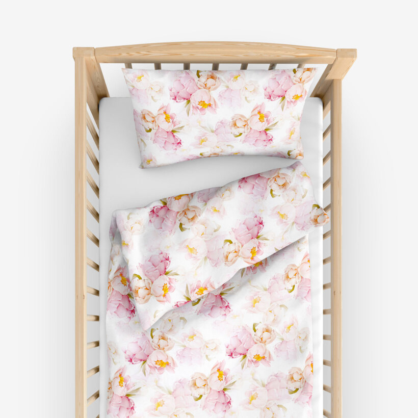 Bettwäsche für Babybetten aus Baumwolle - Blühende Pfingstrosen