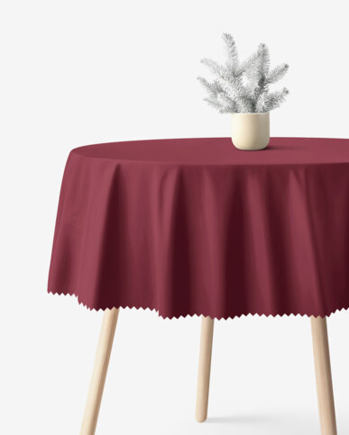 Runde Weihnachts-Tischdecke Teflon - bordeauxrot