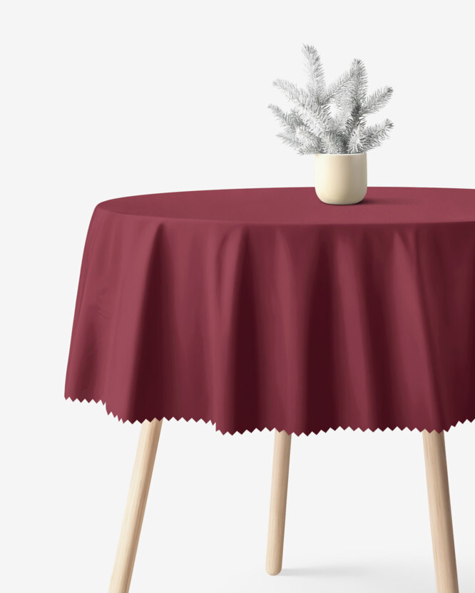 Runde Weihnachts-Tischdecke Teflon - bordeauxrot