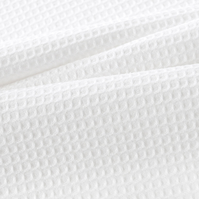 Waffel-Geschirrtuch mit Stickerei - Mohnblumen auf Weiß