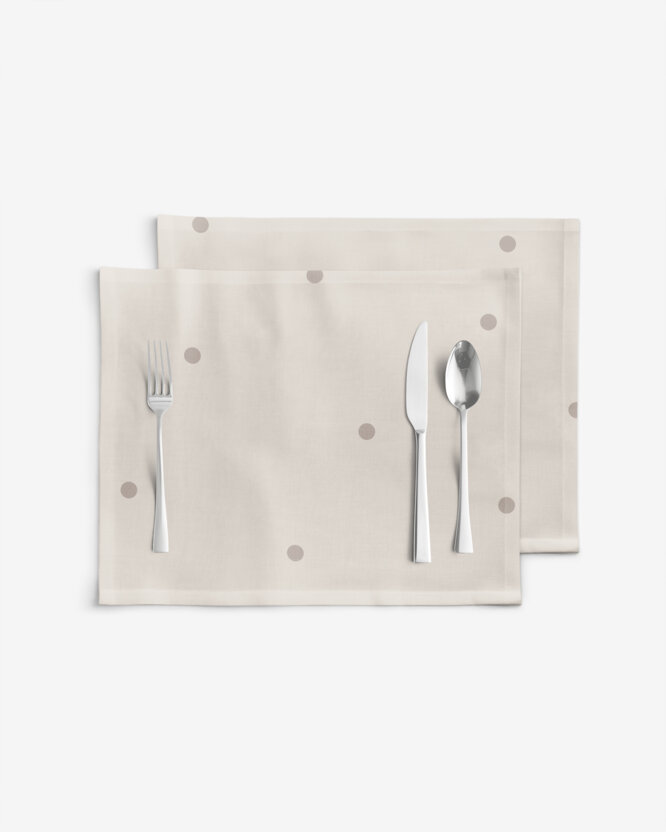 Tischset 100% Baumwolle - Pünktchen auf Beige - 2 Stück