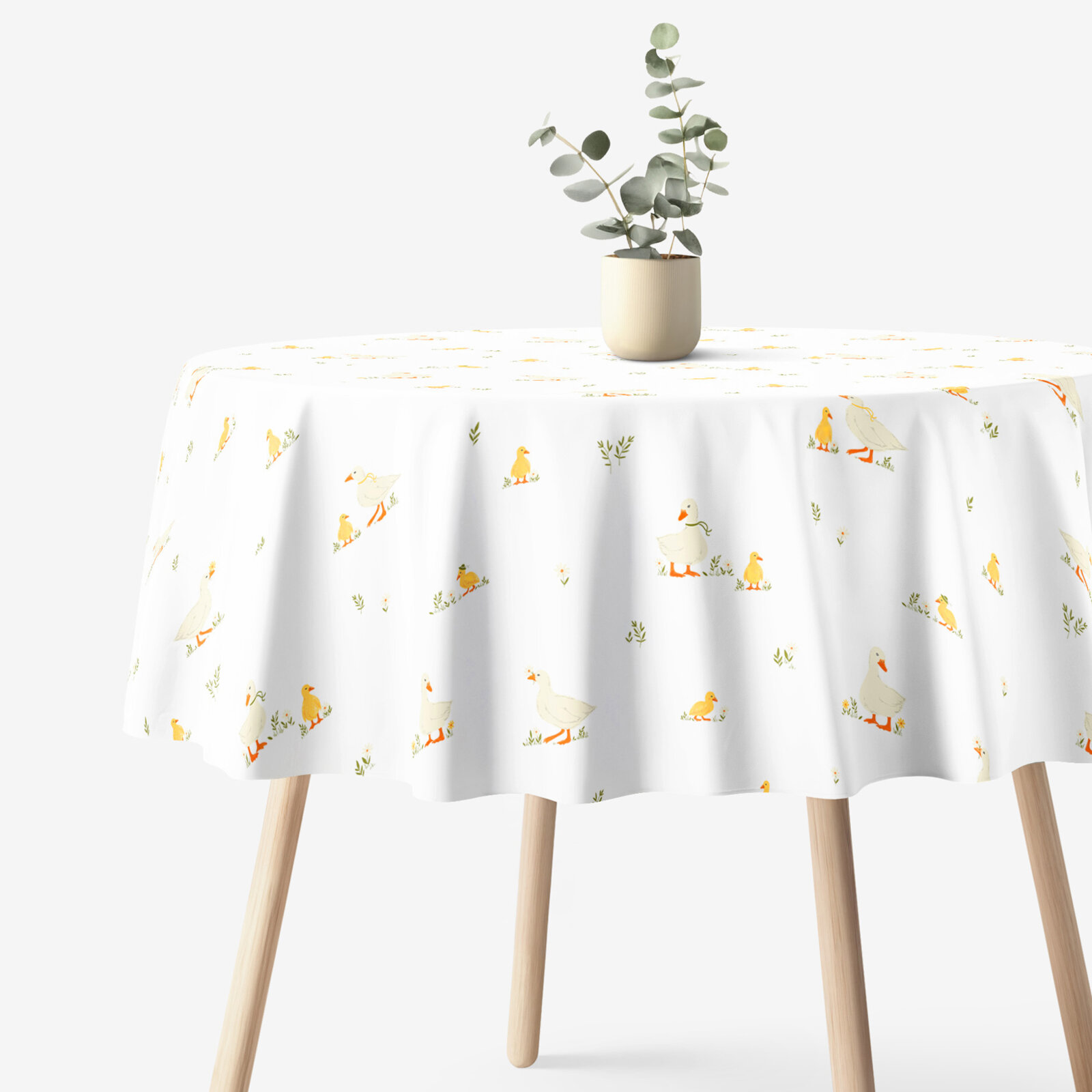 Ostern Runde Tischdecke 100% Baumwolle - Enten