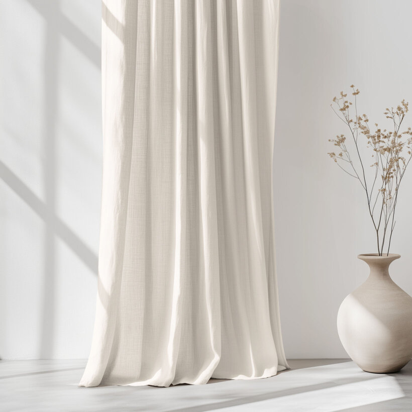 Vorhang aus Leinenmischung - elfenbein