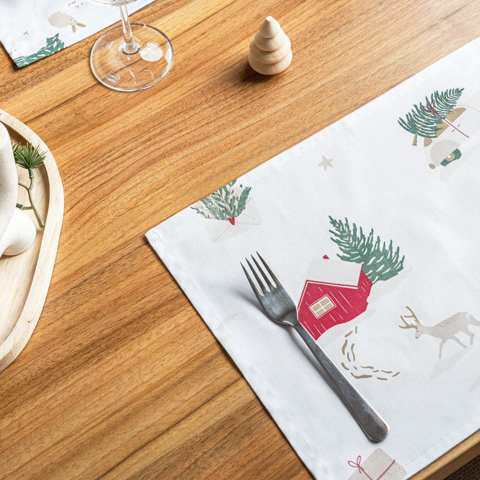 Weihnachtliches Tischset 100% Baumwollköper - Traditionelle Weihnachten - 2 Stück