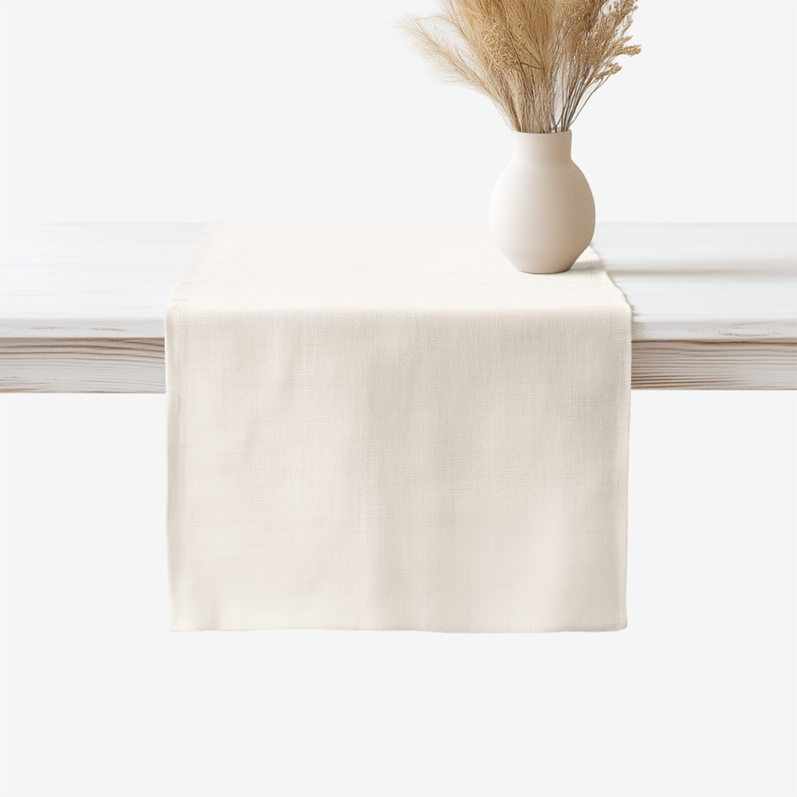 Tischläufer aus Leinenmischung - elfenbein