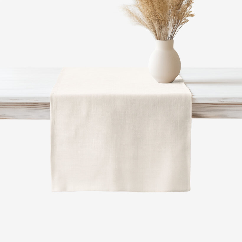 Tischläufer aus Leinenmischung - elfenbein