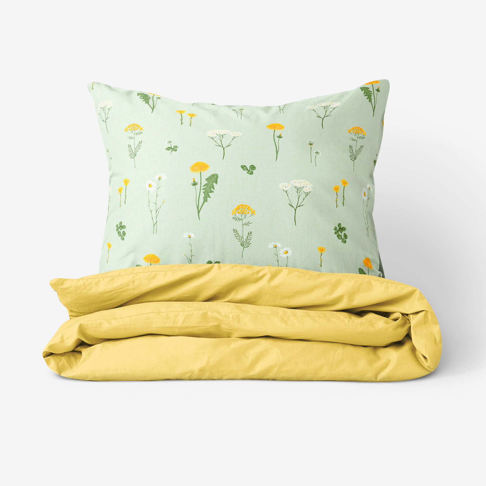 Bettwäsche aus Baumwolle Duo - Grüne Wiese mit gelb