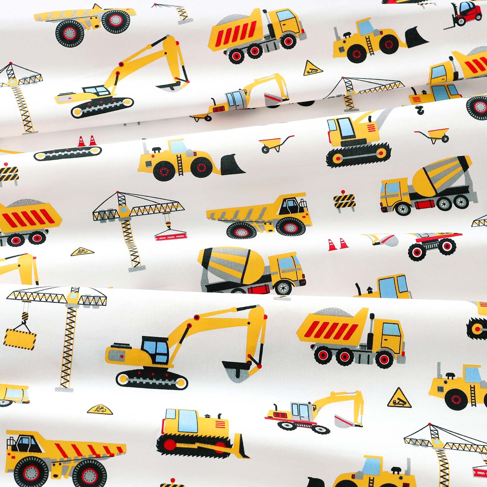 Baumwollstoff - Lastwagen und Bagger