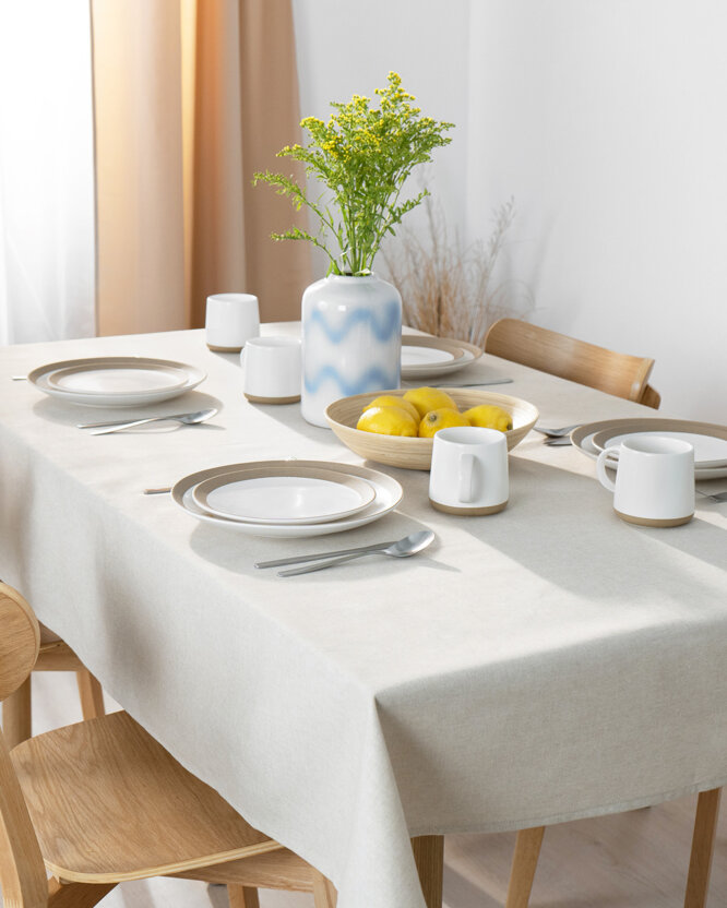 Eckige Tischdecke Malaga - natur