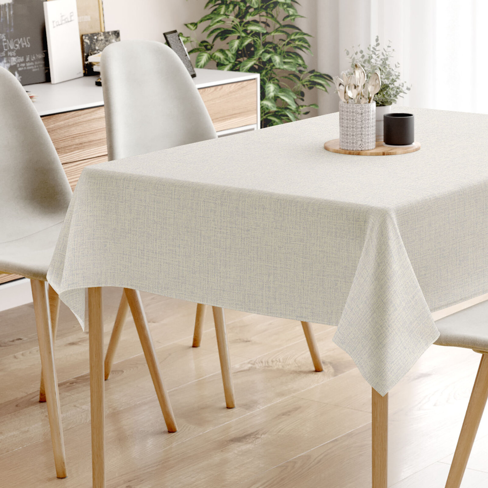 Eckige Tischdecke 100% Baumwolle - naturfarben, ungebleicht