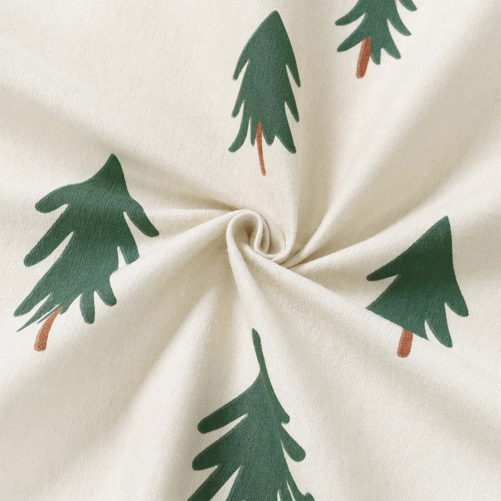 Weihnachtlicher Flanellstoff - Bäumchen auf natur