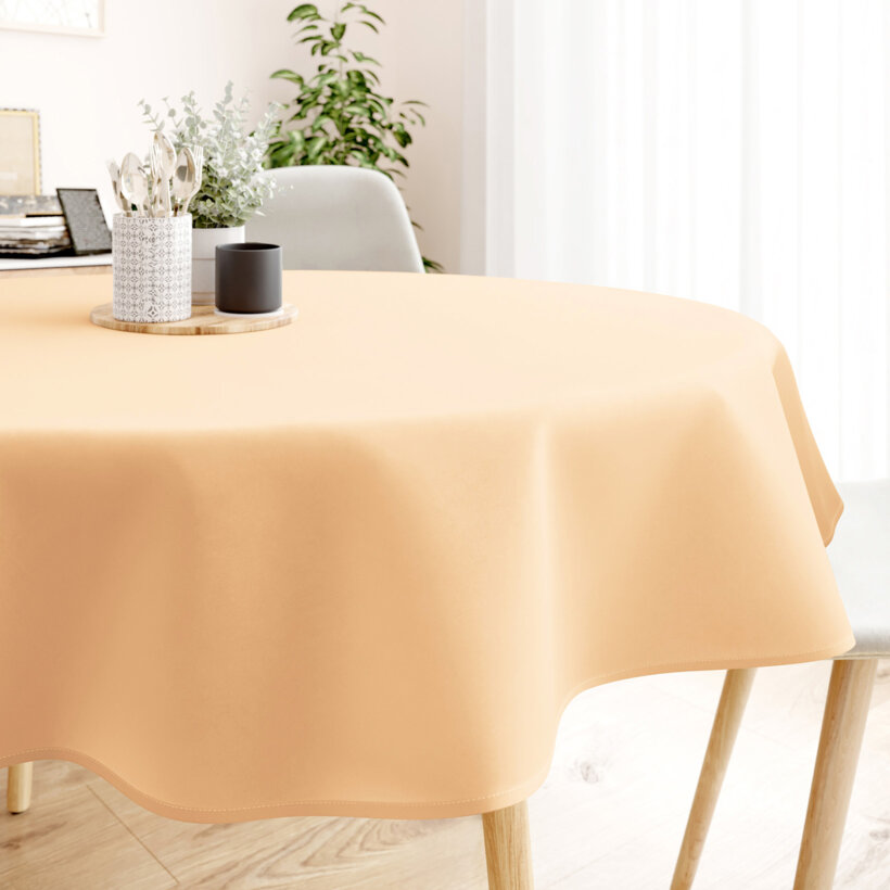 Runde Tischdecke 100% Baumwolle - apricot