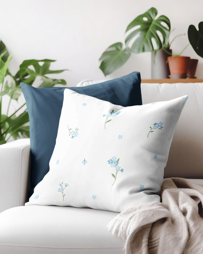 Kissenbezug aus Baumwolle - Vergissmeinnicht