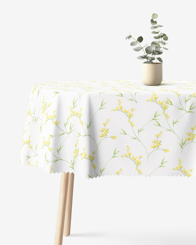 Ovale Tischdecke Teflon - Mimosenblüten