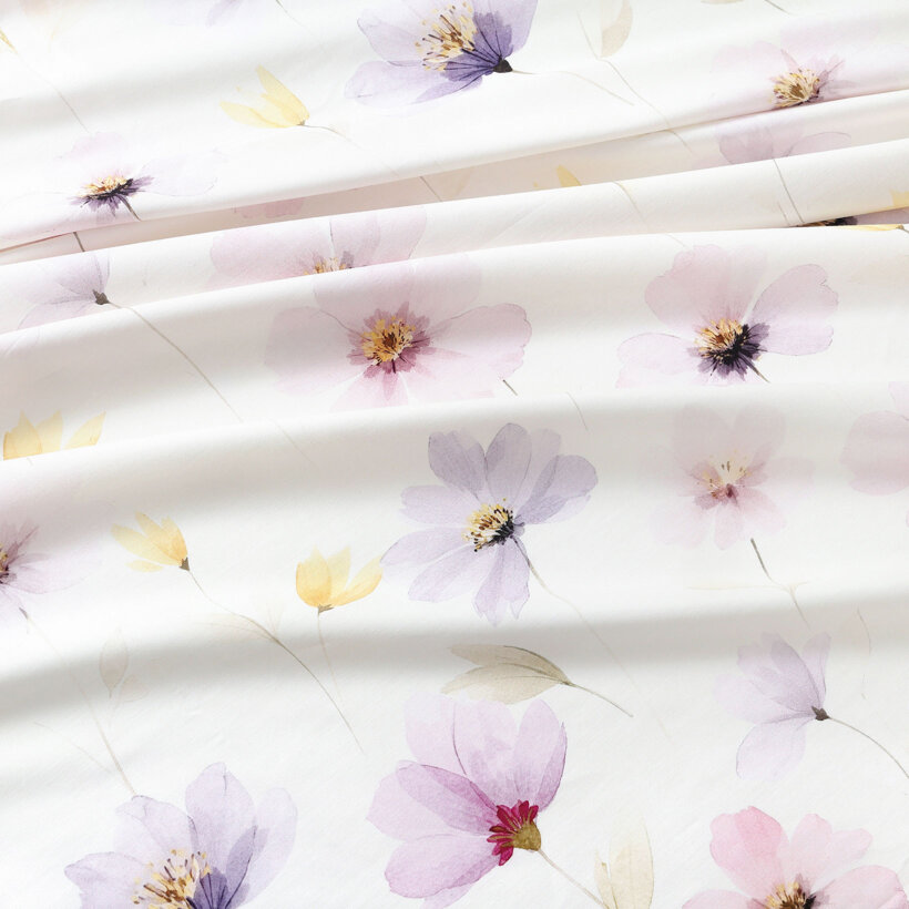 Mako-Satin - Lila Blüten