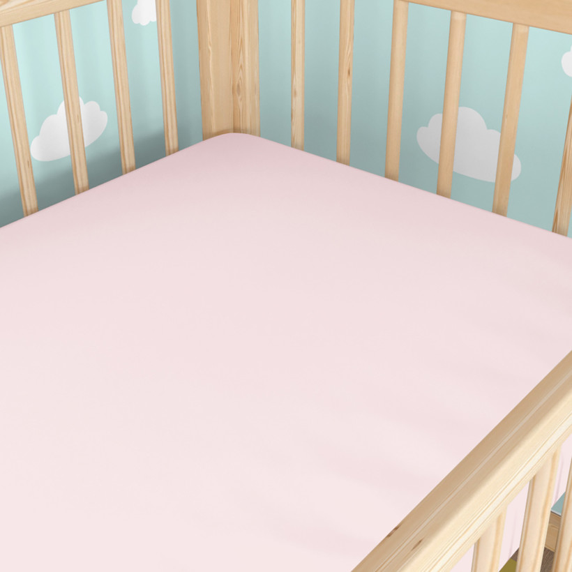 Spannbetttuch aus Baumwolle für Babybetten - puderrosa