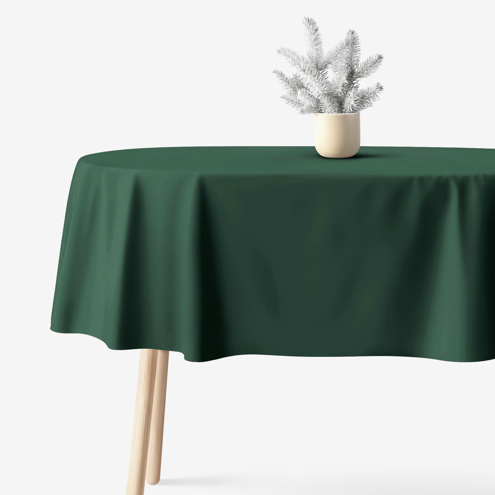 Ovale Weihnachts-Tischdecke aus 100% Baumwolle - dunkelgrün