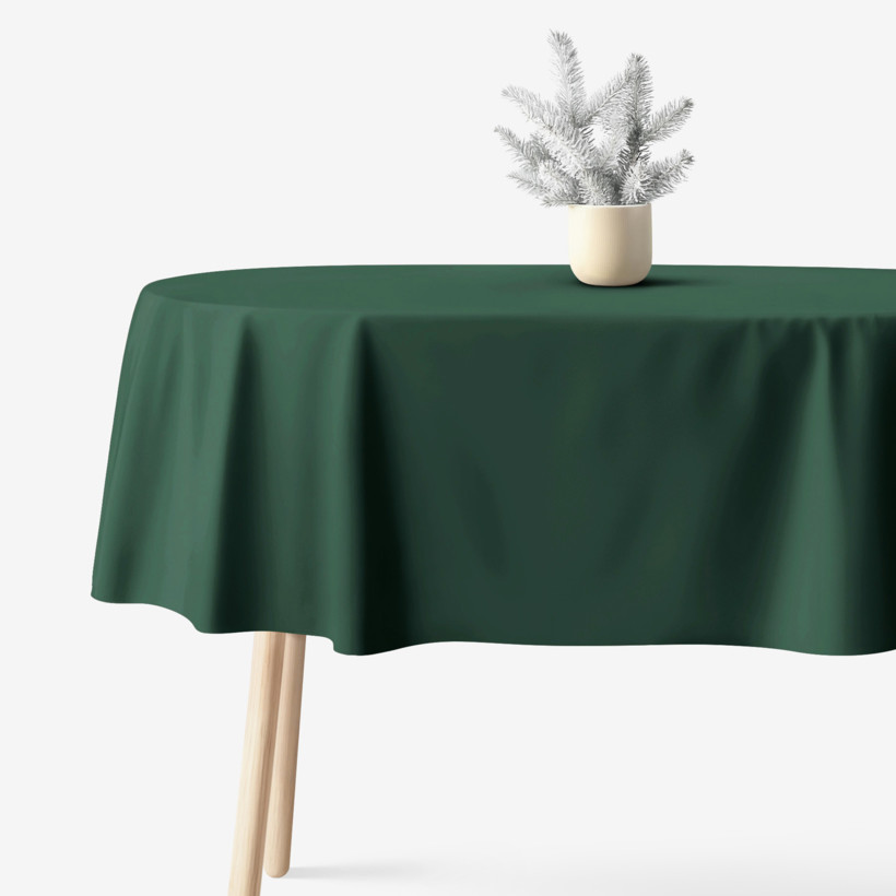 Ovale Weihnachts-Tischdecke aus 100% Baumwolle - dunkelgrün