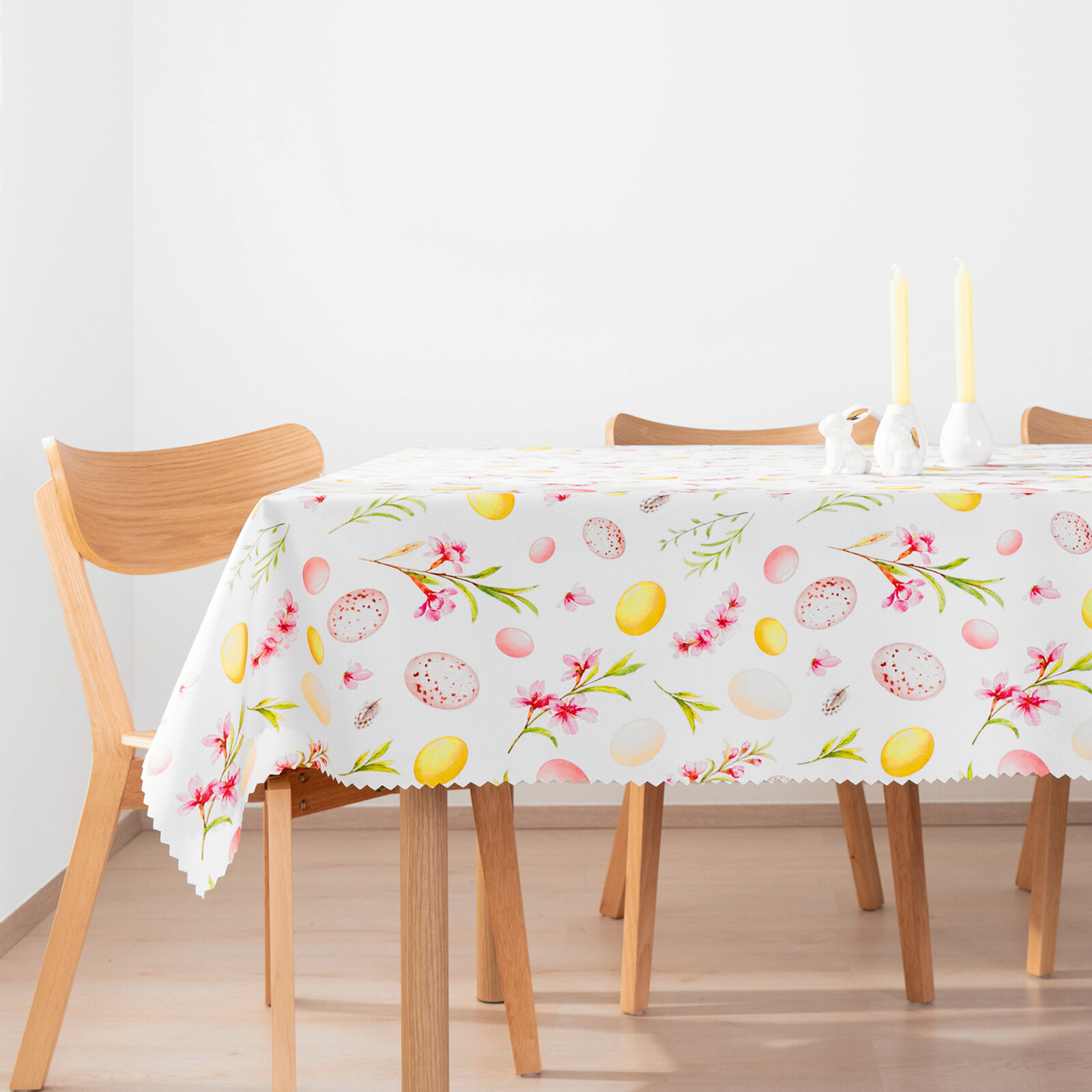 Ostern Eckige Tischdecke Teflon - Ostereier mit Blumen