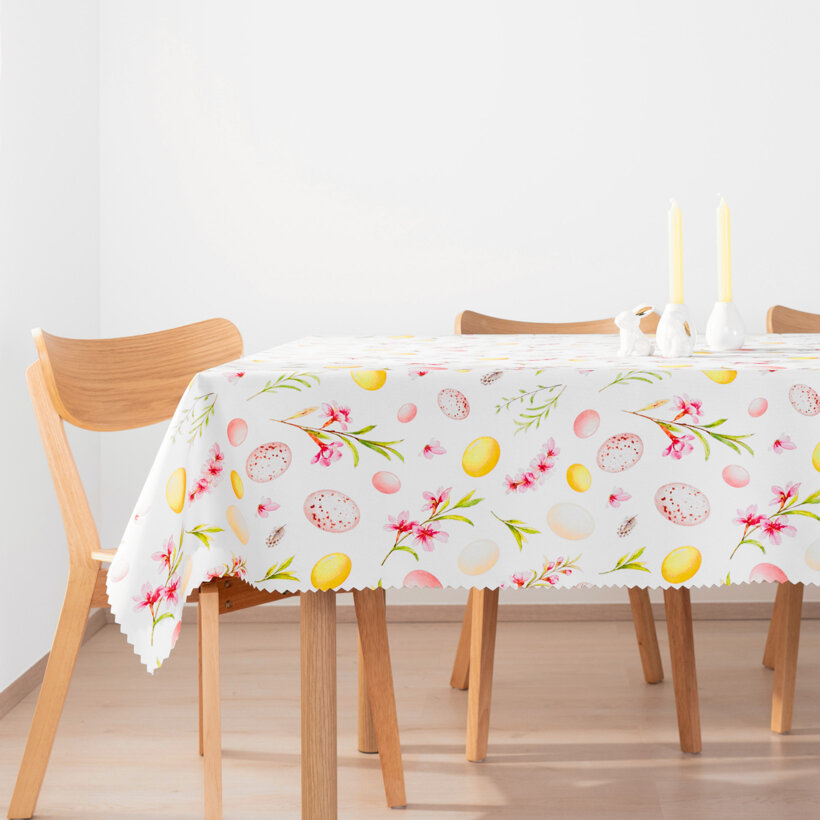 Ostern Eckige Tischdecke Teflon - Ostereier mit Blumen