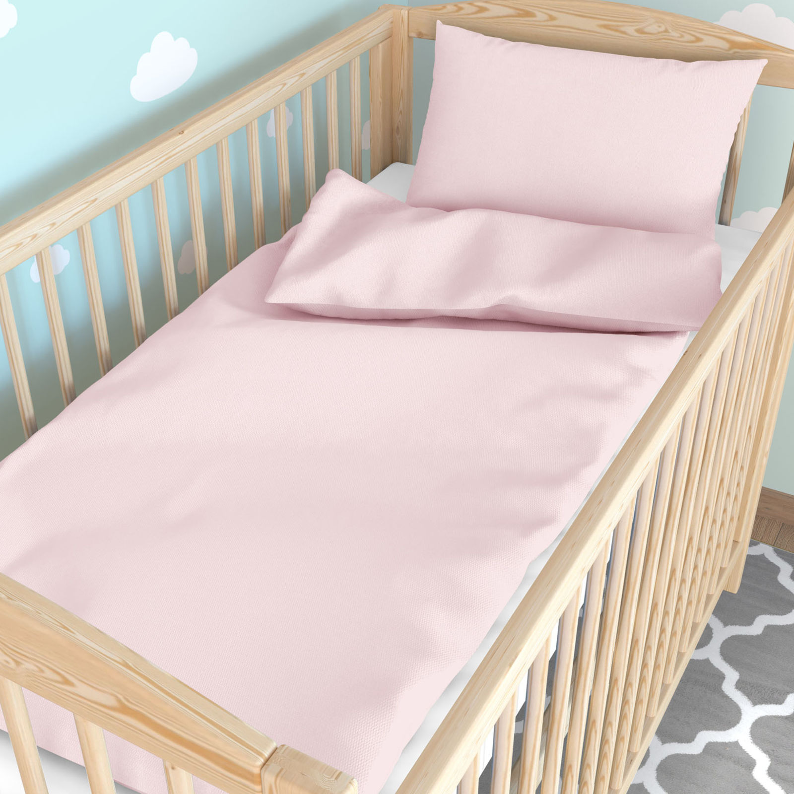 Bettwäsche für Babybetten aus Baumwolle - puderrosa