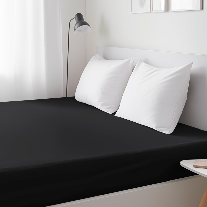 Spannbettlaken aus Baumwolle - schwarz