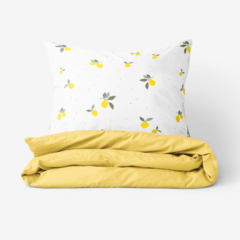 Bettwäsche aus Baumwolle Duo - Zitronen mit gelb