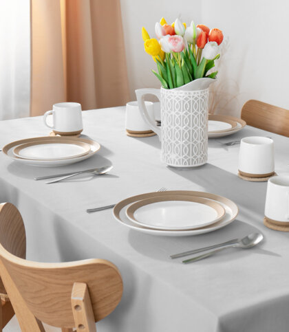 Quadratische Tischdecke aus Leinenmischung - grau
