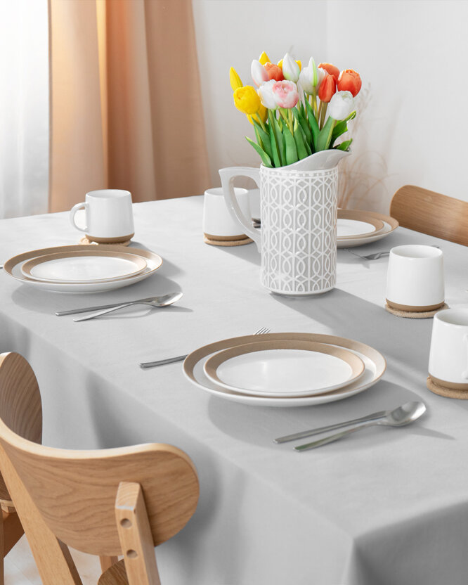Quadratische Tischdecke aus Leinenmischung - grau