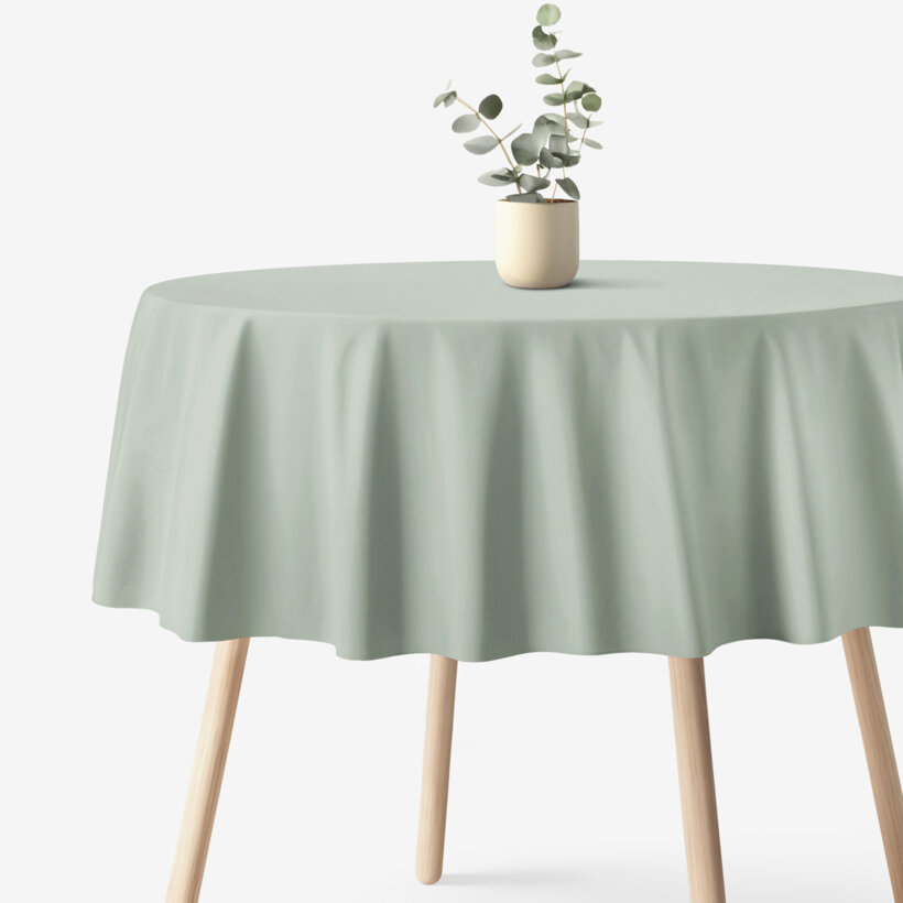 Runde Tischdecke 100% Baumwolle - salbeigrün