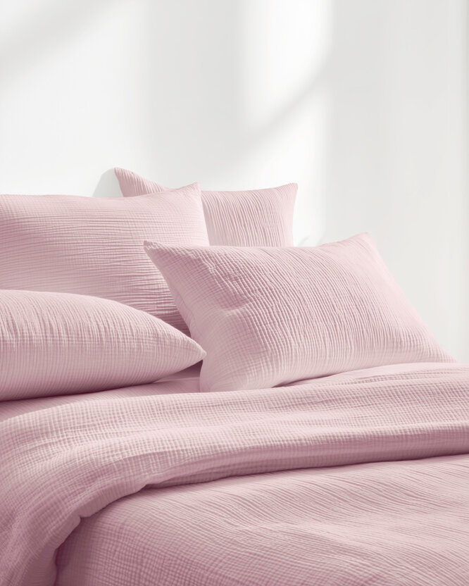 Musselin-Bettwäsche – pastellrosa