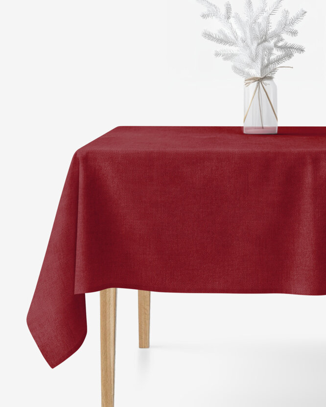 Weihnachtliche eckige Tischdecke Malaga - dunkel rot