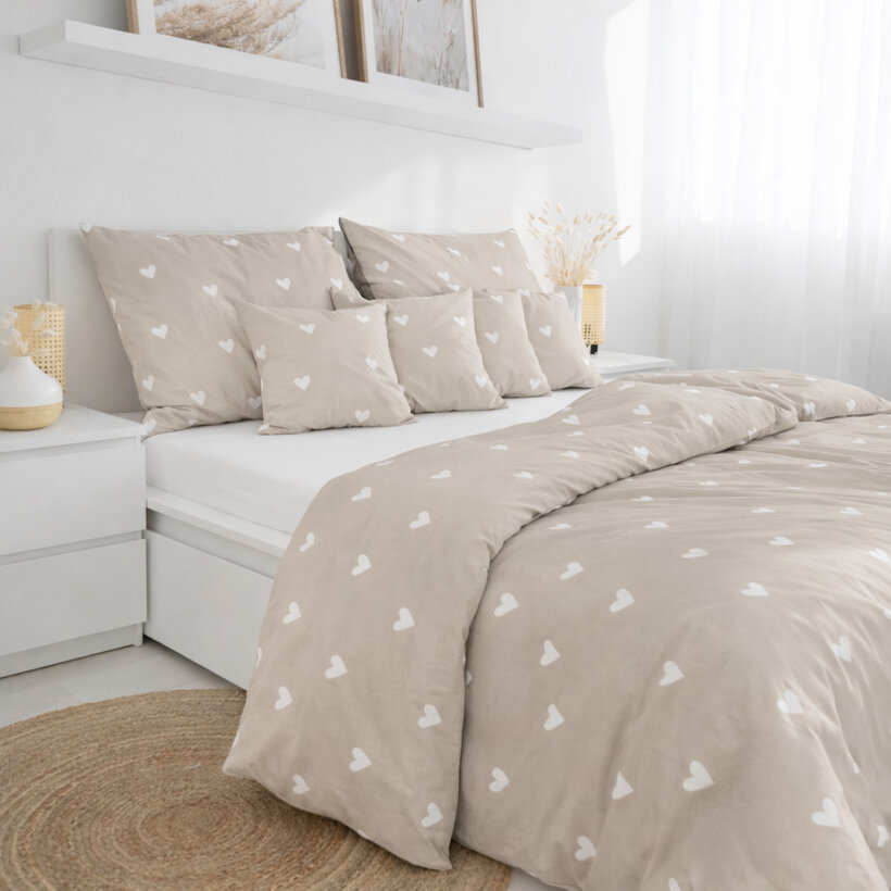 Bettwäsche aus Baumwolle - Herzchen auf Latte