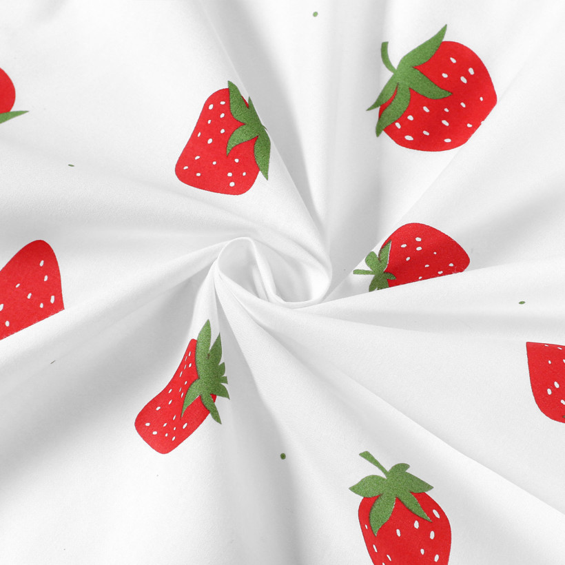 Baumwollstoff - frische Erdbeeren
