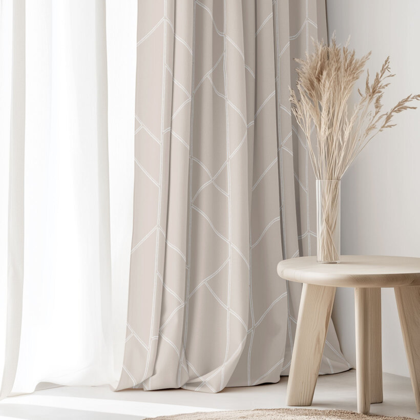 Vorhang aus Baumwolle - Geometrische Linien auf Latte