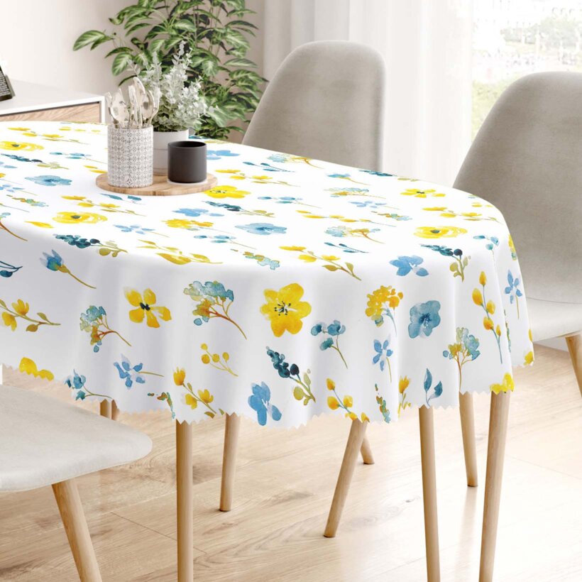 Ovale Tischdecke Teflon - frische Wiese