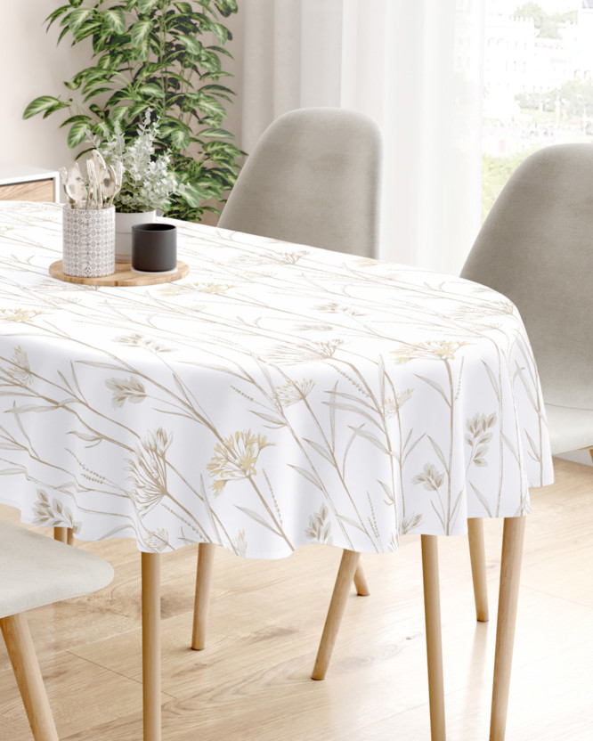 Ovale Tischdecke 100% Baumwolle - Dekorpflanzen