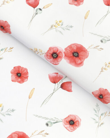 Teflonstoff für Tischdecken - Mohnblumen