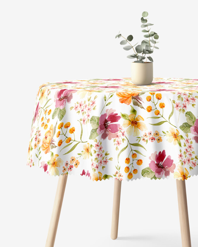 Runde Tischdecke Teflon - Hibiskusblüten