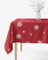 Eckige weihnachtliche Tischdecke 100% Baumwolle - Schneeflocken auf Rot