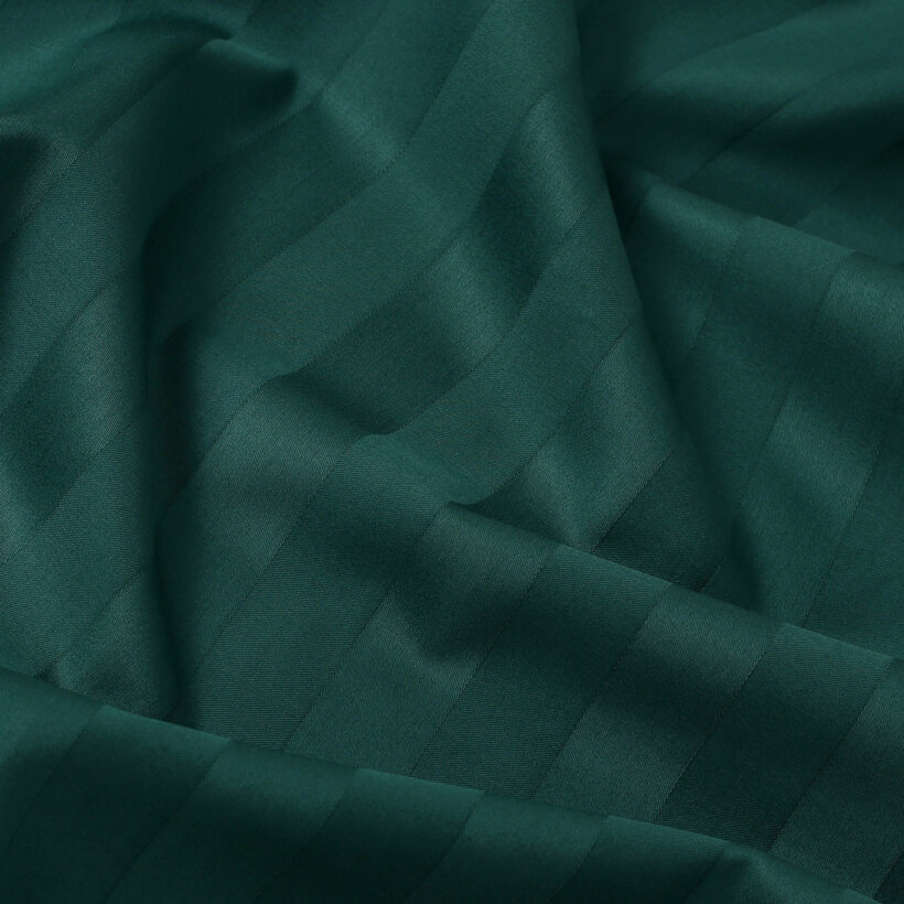 Kissenbezug aus Damast - dunkelgrüne Streifen mit Satin-Glanz