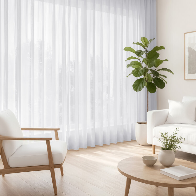 Gardine in feiner Netzoptik – Hellgrau