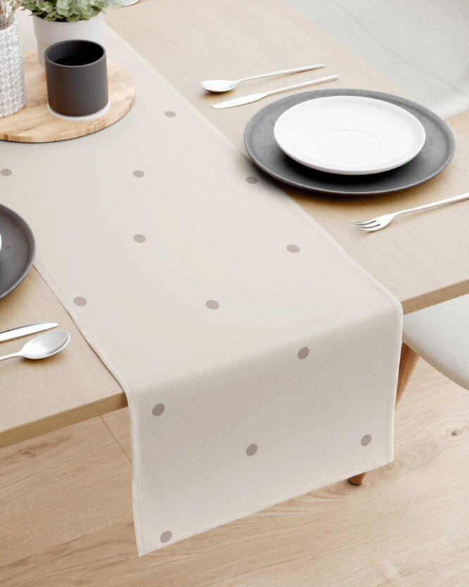 Tischläufer aus 100% Baumwolle - Pünktchen auf Beige