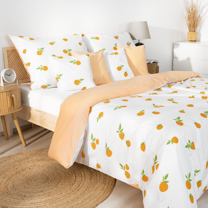 Bettwäsche aus Baumwolle Duo - Orangen mit Apricot