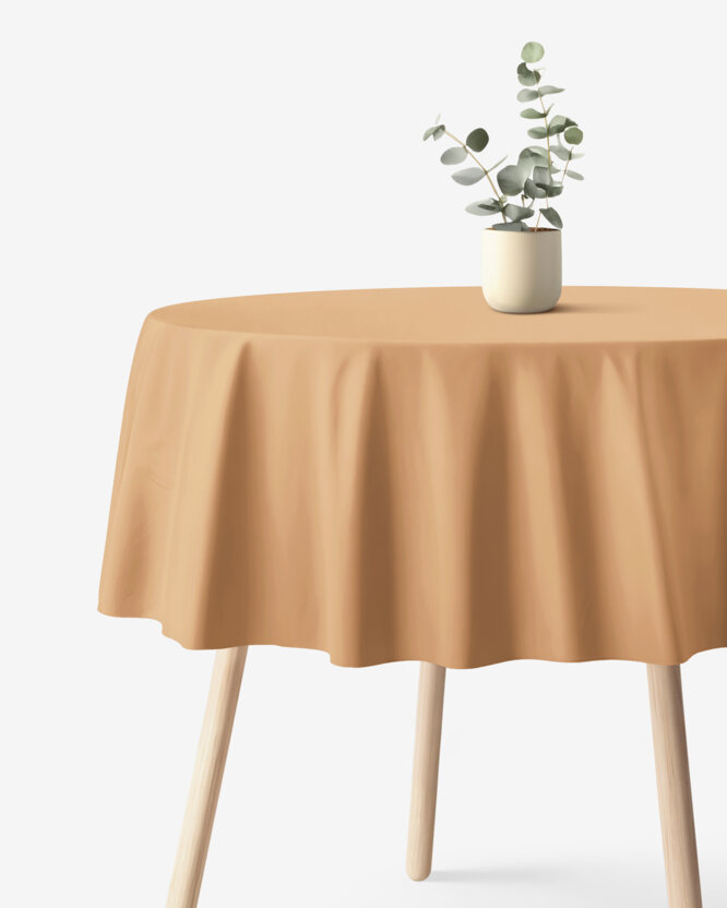 Runde Tischdecke 100% Baumwolle - herbstbraun