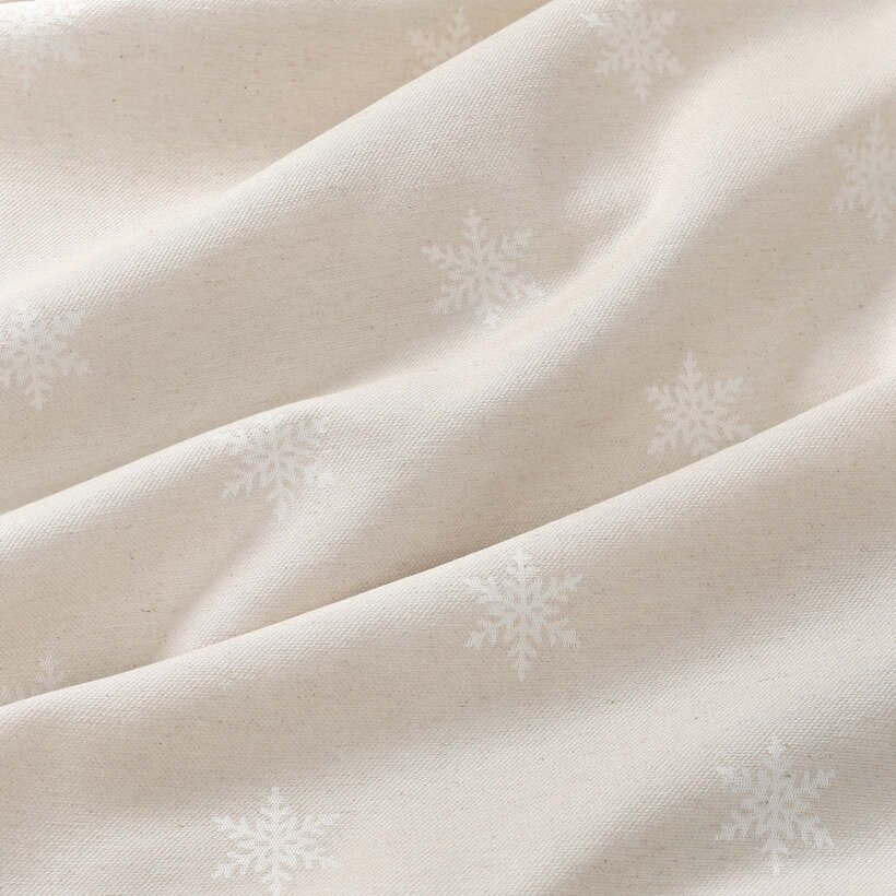 Weihnachtsstoff Natura - Schneeflocken auf natürlichem
