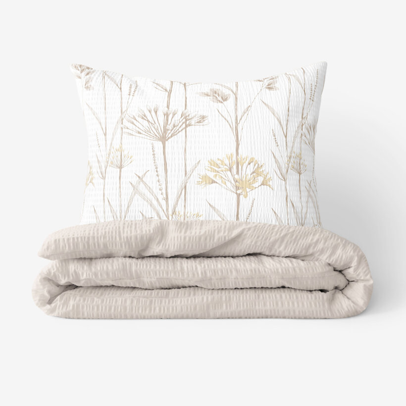 Seersucker Bettwäsche Duo - Dekorpflanzen mit Latte