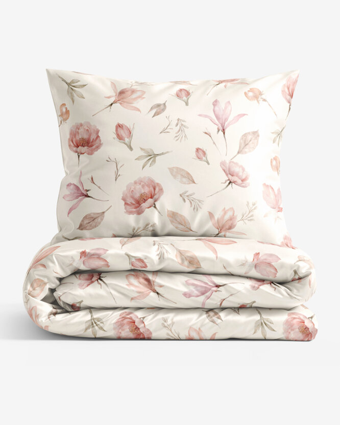 Luxus-Bettwäsche aus Baumwolle-Satin - Blühende Magnolien