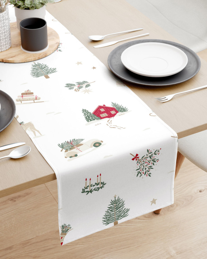 Tischläufer aus 100% Baumwollköper - Traditionelle Weihnachten